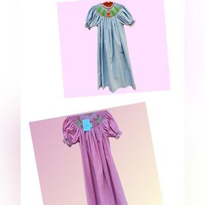 2 (two) Smocked Holiday Christmas Santa Dresses